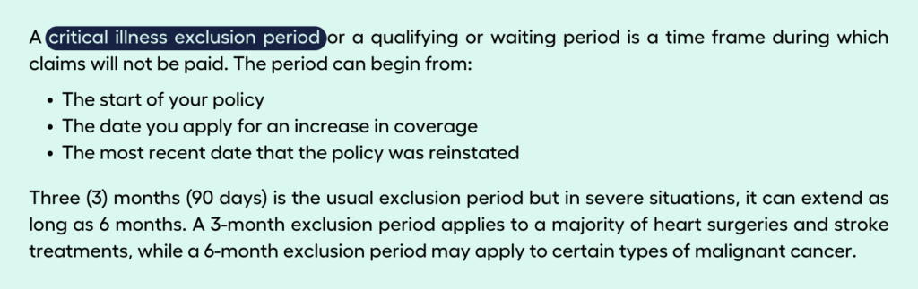 Critical Illness Insurance Waiting Period